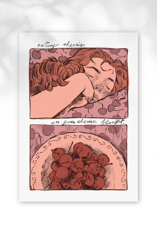 "On your cherries blanket" Poster